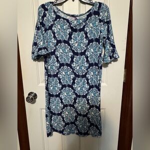 Lilly Pulitzer Navy and Aqua nautical tshirt Dress EUC size M